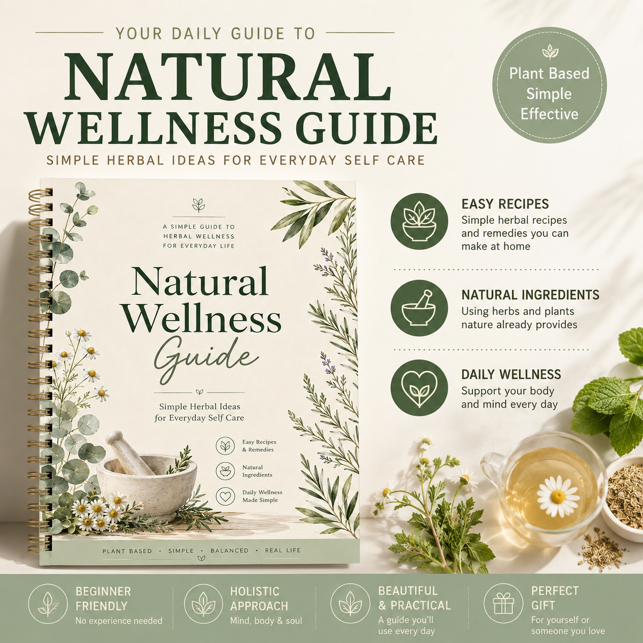 Herbal Wellness Book - Natural Herbal Healing Guide Book Step