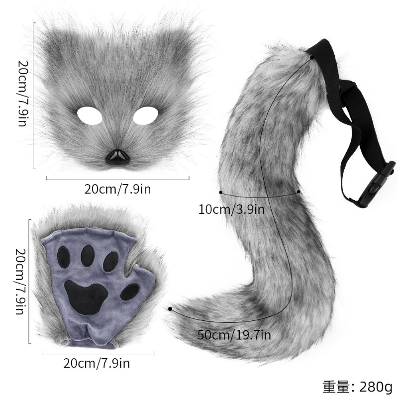 Furry Cat Ears Mask Tail & Paw - Cat Claw Bark incelemesi ve fiyatı