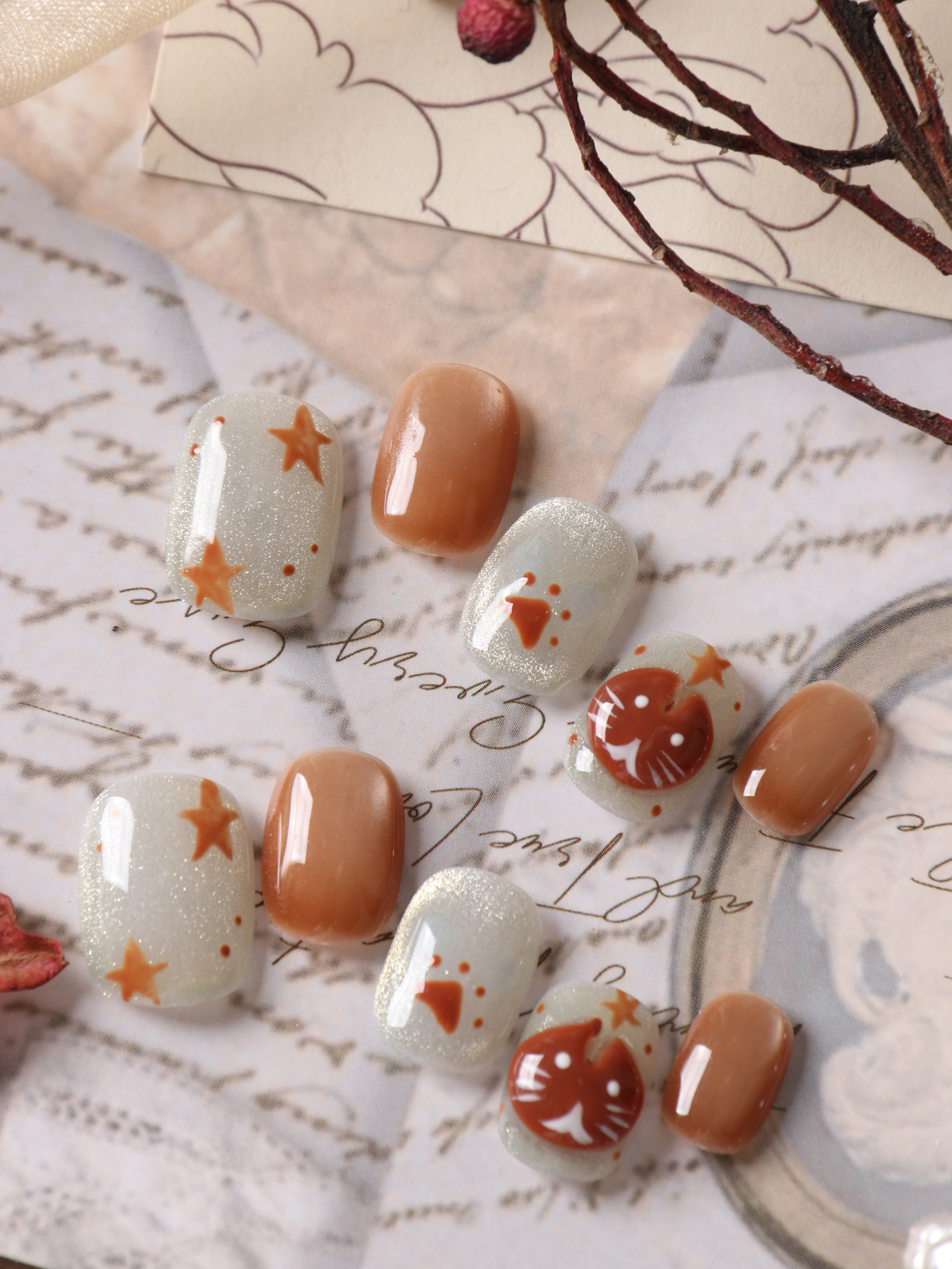 10Pcs Press on Nails Short Whi - Cat Claw Bark incelemesi ve fiyatı